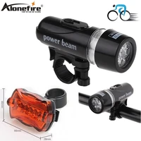 

ALONRFIER 5 led white light Bicycle flashlight head lamp 5 LED Bike Sports Safety Red Rear Warning Cycling Caution Tail Light