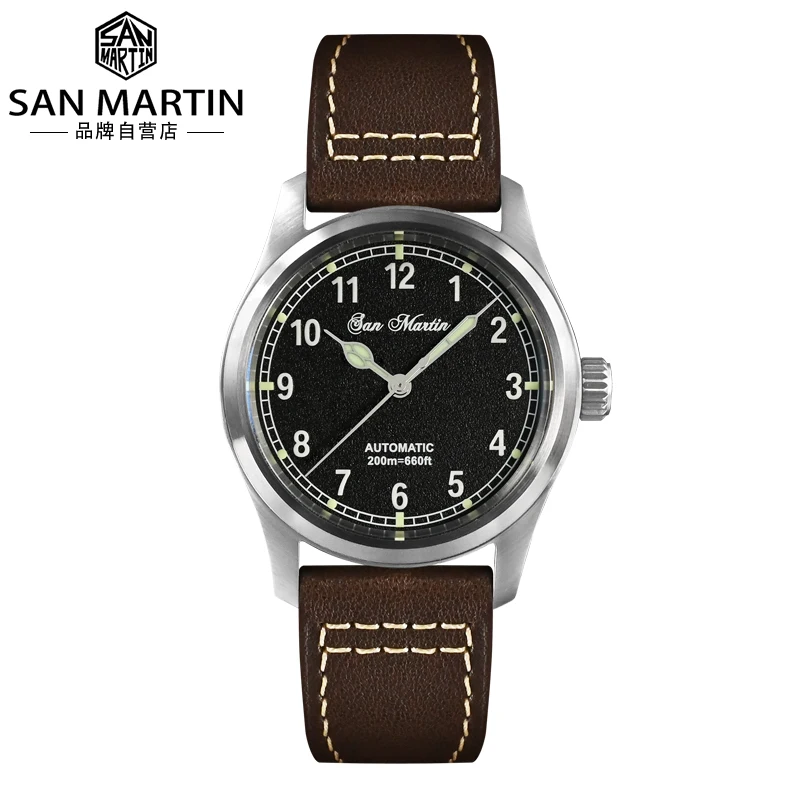 

Factory price San Martin pilot vintage 8215 37mm mechanical automatic movement 20atm sport 316L stainless steel watch for sale