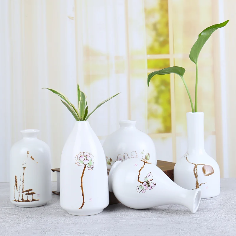 

pastoral style matte white ceramic vase desktop vase living room bedroom decorations hand drawn porcelain vases