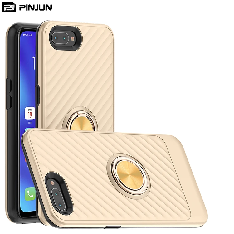 

Factory Commander Series Inlay 360 Metal Ring Holder Shockproof Kickstand Back Cover For OPPO A1K /Realme C2 Phone Case