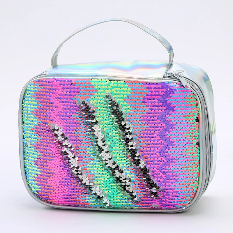 

Children's Sequin Fluorescent Color Lunch Bag Portable ECO Friendly Lunch Insulated Cooler Bag, Customized color