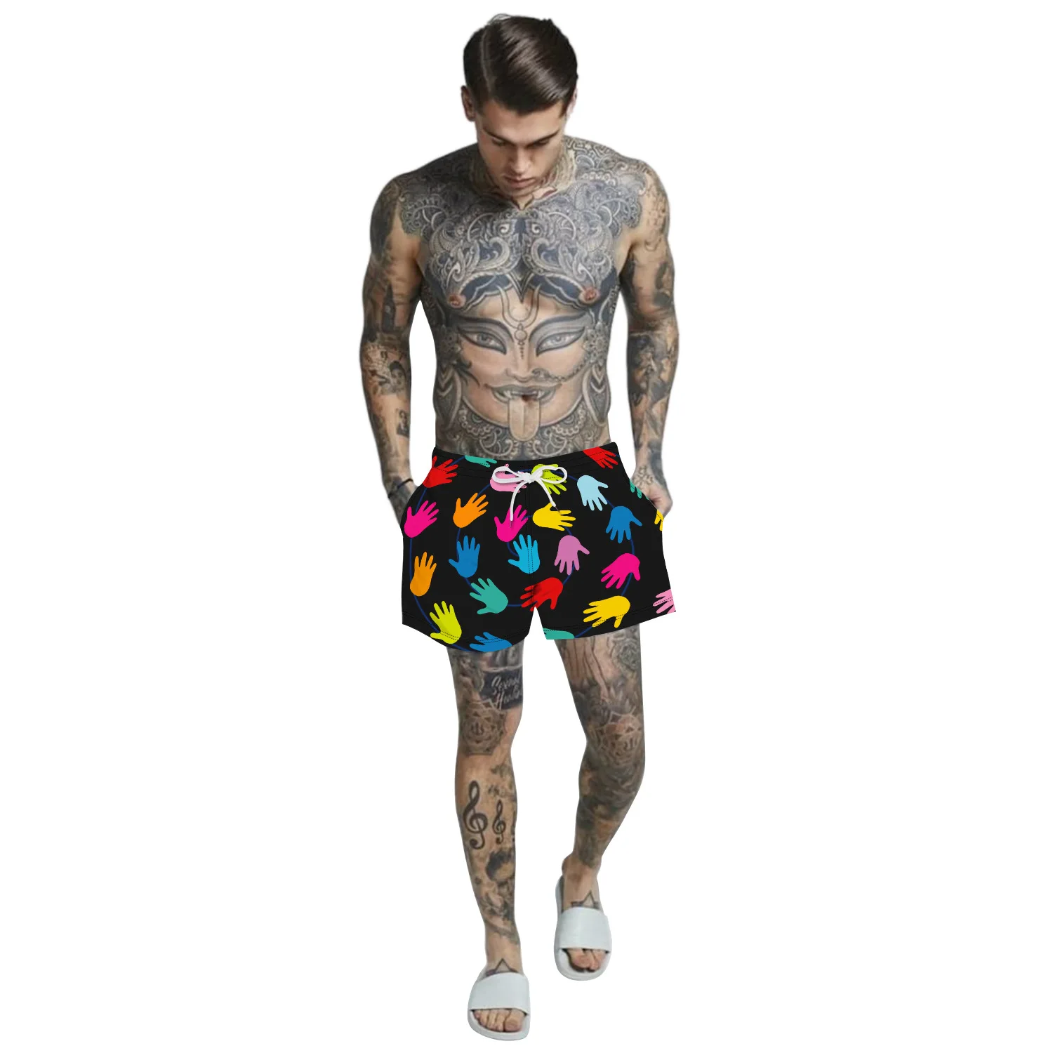 

Spot digital printing men's casual beach vacation men's shorts drifting swimming trunks seaside, Picture