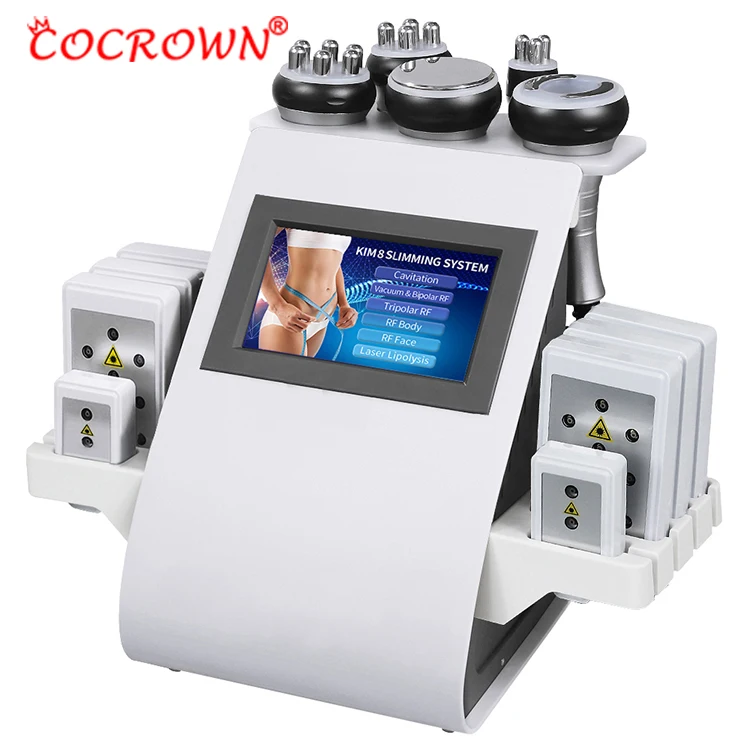 

6 In 1 Ultrasonic Cavitation 40K Rf Vacuem Roller Cellulite Treatment Fat Dissolving Machine Slimming Massage Machine, White