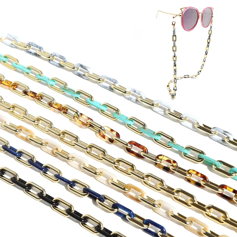 

Manufacture Gold Acrylic Transparent Leopard Eyeglasses Cord Eye Glasses Strap Sunglasses Mask Holder Lanyard Eyewear Chain, As shown or customized