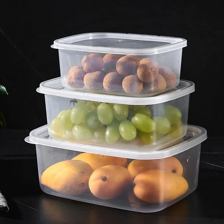 

Biodegradable airtight 16 oz stackable microwavable food packaging containers boxes storage plastic with lid, Transparent