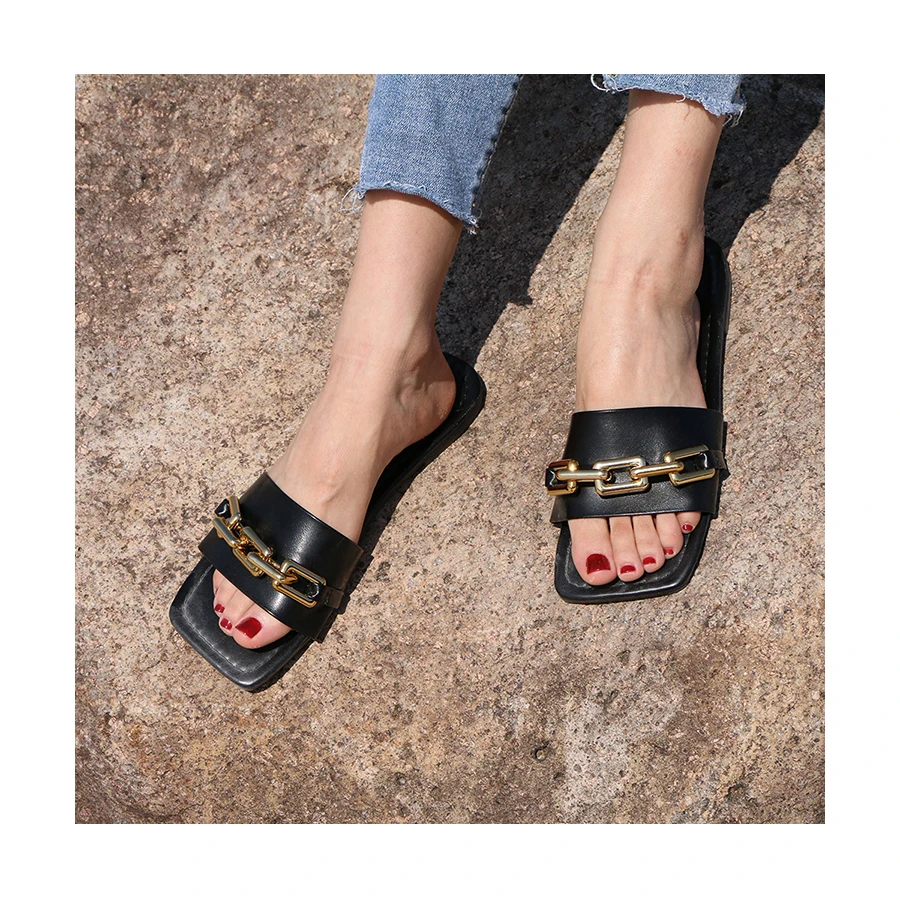 

Summer Gold Chain Sandals Lady Slides And Shoes Wholesale Slides For Women Sandals