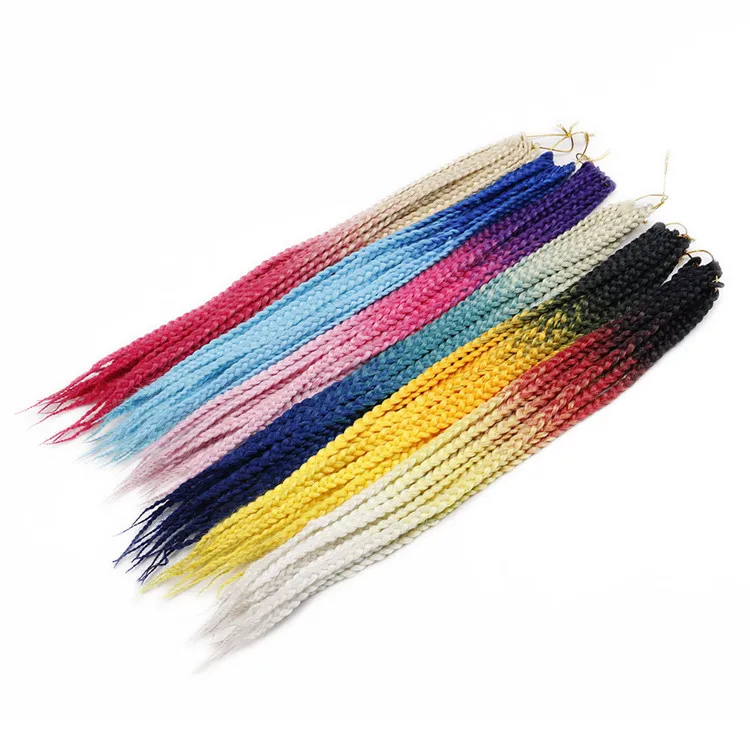 

High quality 55 color gradient three braid custom braids hair