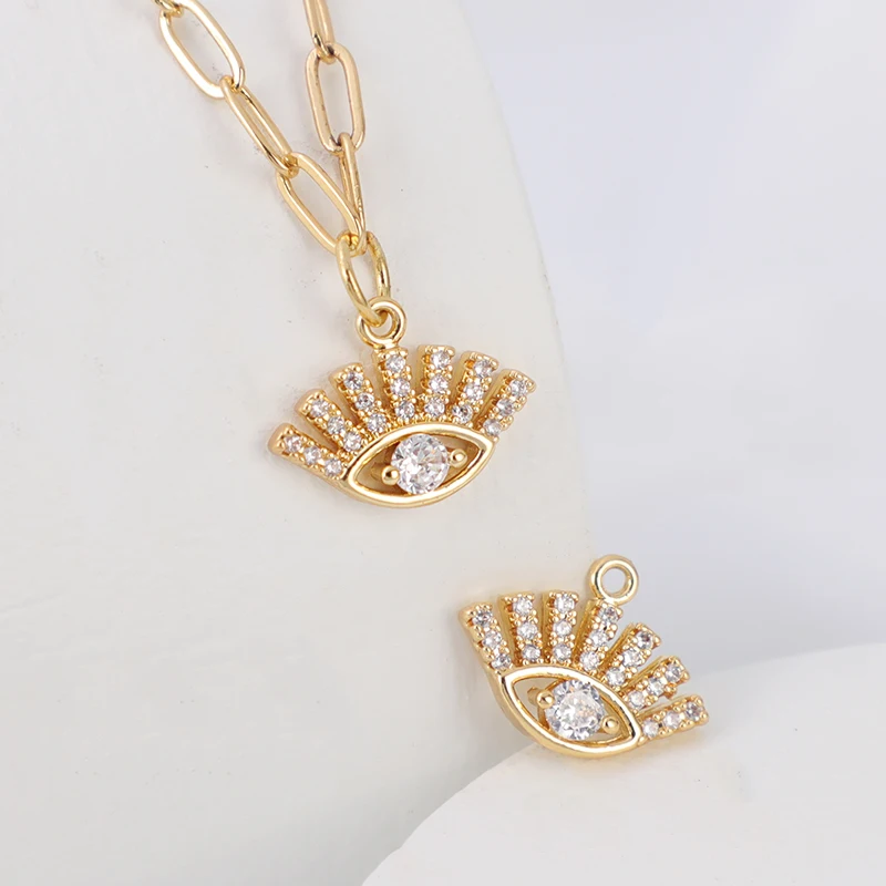 

mens outdoor cuban link pendants copper 18K gold plating Demon Eye charms necklace womens Fashion trends evileye charms pendant