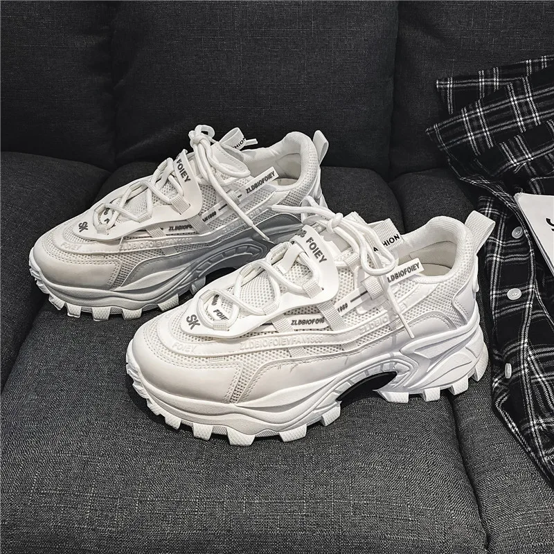 

Thick Sole Cheaper Custom Sneakers Sport Running Men Shoes Grey Fashion Mesh Esportivo Breathable Damping Antideslizante Trendy