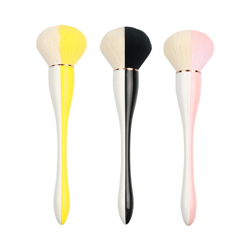 

New Design Single Makeup Brush Tai Ji Yin Yang Double Colored Slim Waist Loose Powder Brush Beauty Tool Nail Dust Brushes Makeup, Yellow/pink/black