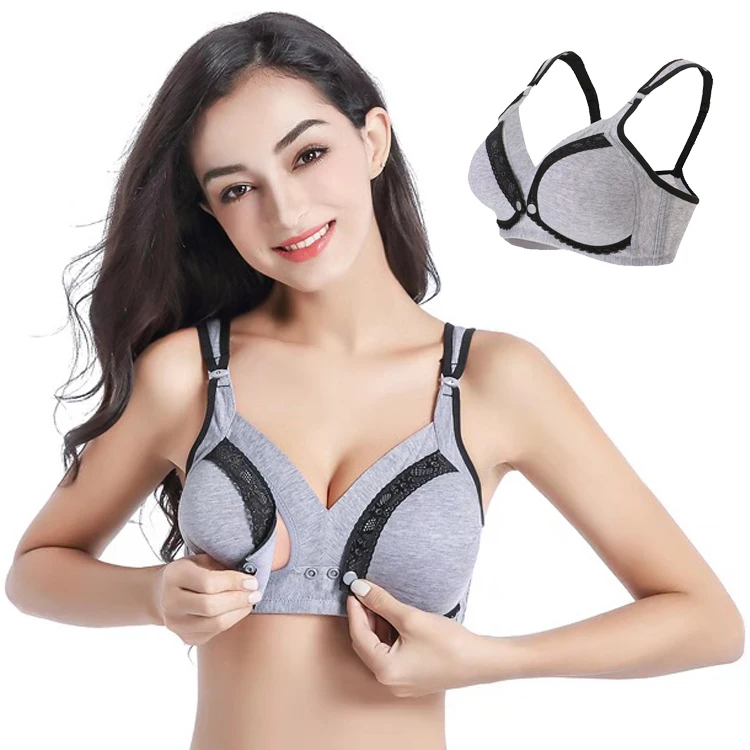 

Free Shipping adult Pure cotton pregnant women breastfeeding nursing bra, Grey, skin color, pink