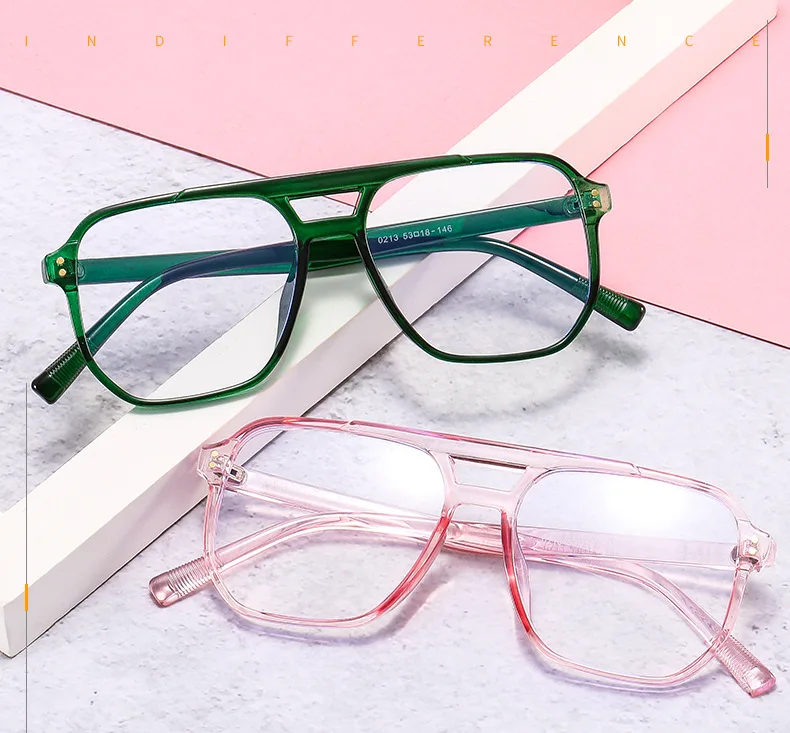 

2021 New Design Wholesale Big Square Frame Anti-blue Glasses Fashion Trendy Flat Men Women Decorative Glasses, Picture shows