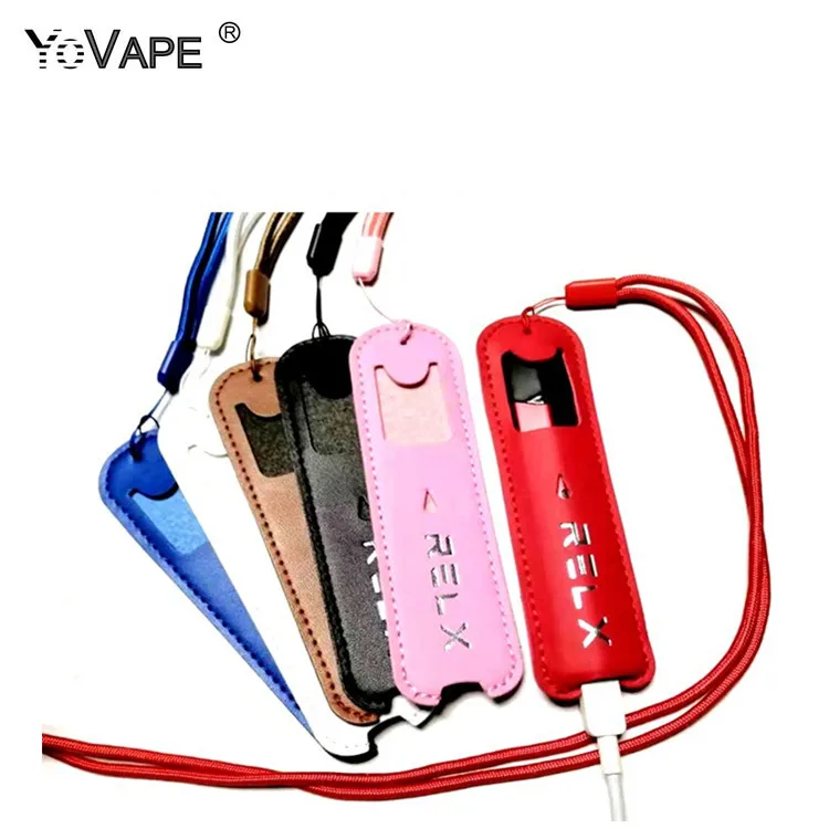 
E cigs accessories Vape pen battery protective pu leather carrying case lanyard for relx pod system kit 