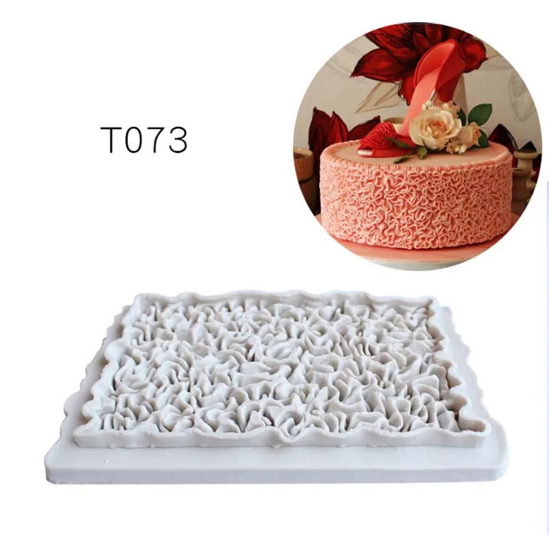

New 3d fresh flower fold pattern silicone mold phalaenopsis rose flower texture fondant mold, White