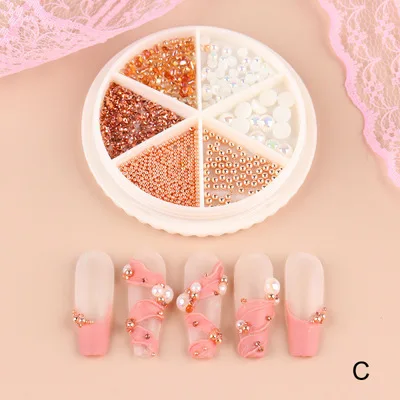 

New Ins Boutique Rhinestone Pearl Ballet Style Nail Art Jewelry Set