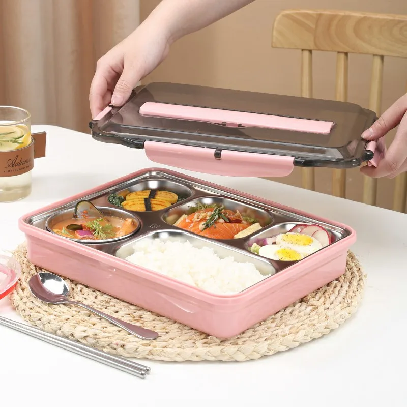 

D2249 Portable 304 Stainless Steel Bento Box Food Storage Thermal Insulation Lunch Box, 2 colors