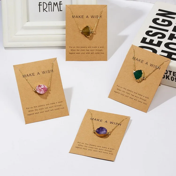 

Fashion Handmade Natural Crystal Card Necklace, As the picture