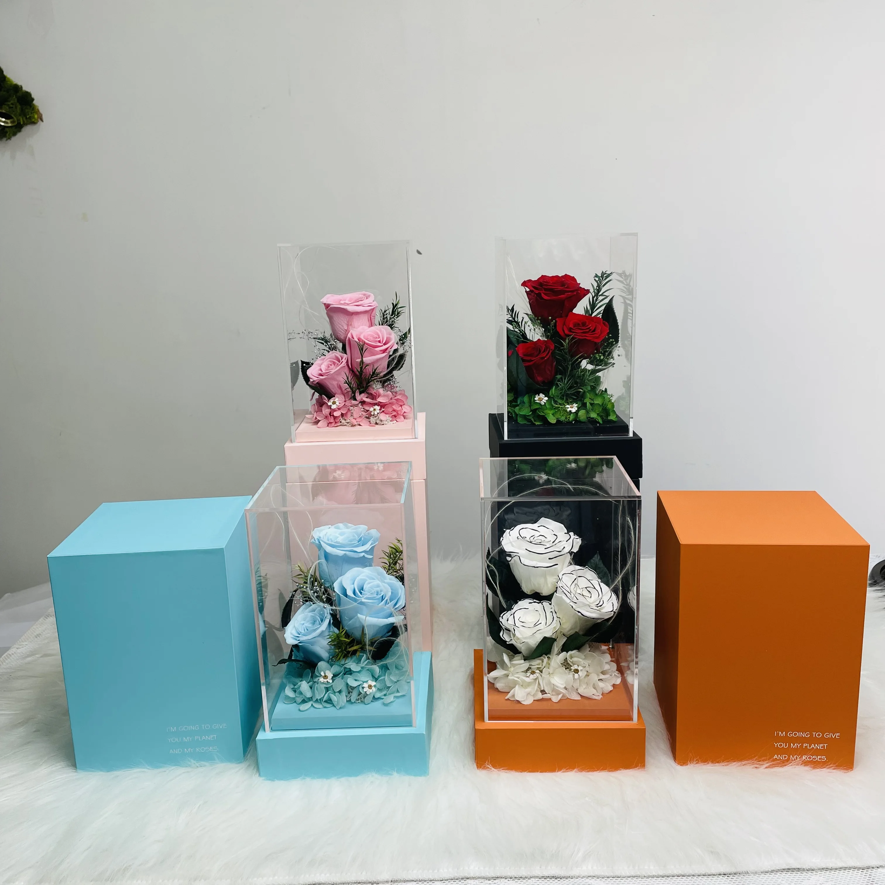 

2022 Valentine Wholesale Luxury Gift Preserved Flower Box Preserved Prince of Acrylic Rose For Gift