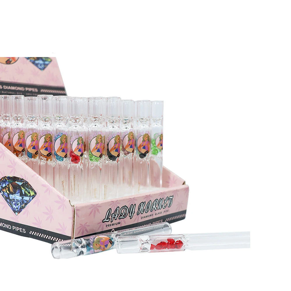 

Hot Sale Lady Horent Pink Girl Glass Pipe Colorful Diamond Glass Pipe
