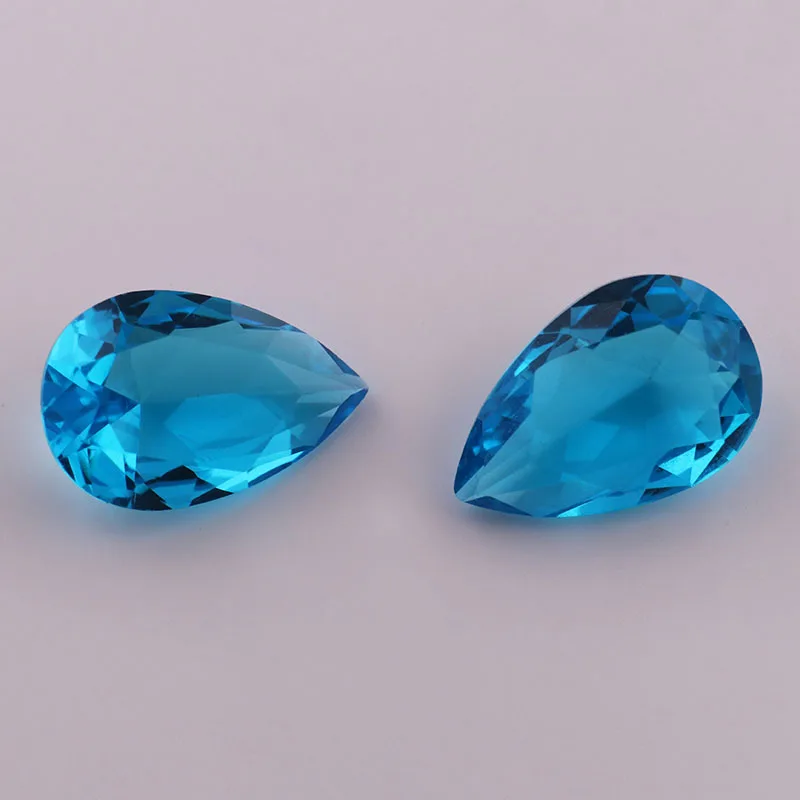 快速交货梧州工厂销售宽松玻璃宝石梨形 6x8mm 海蓝色宽松玻璃石