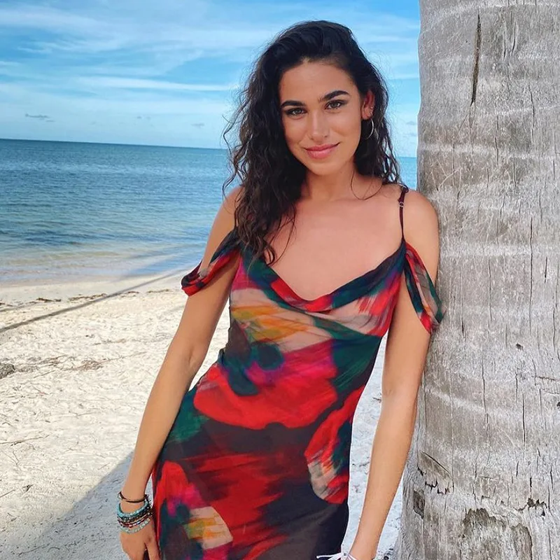 

polyester chiffon floral print off shoulder strapless spaghetti strap backless long beach dress long maxi dress for women, Customized color