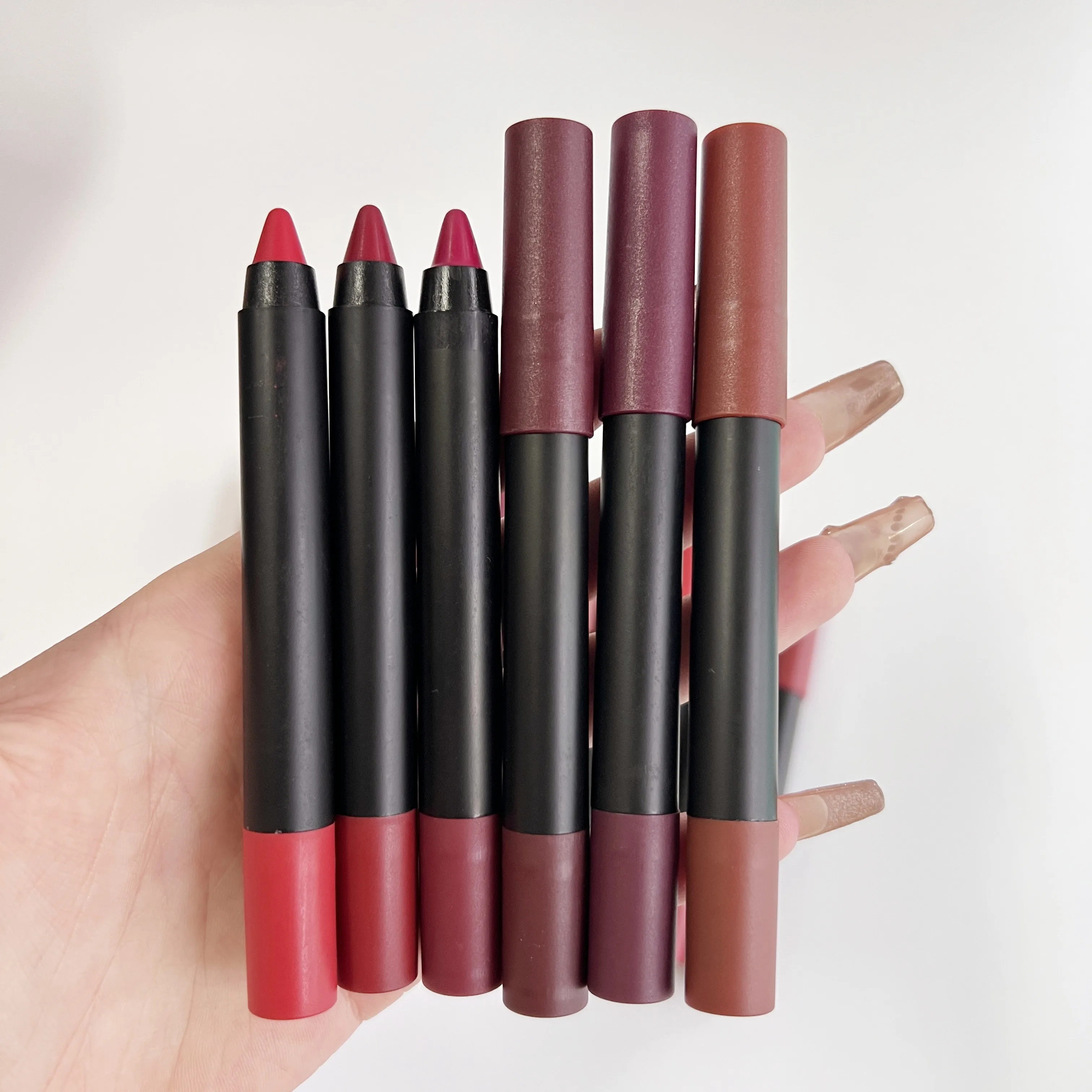 

Factory price brown nude matte lip pen vegan 18color lipstick pen liner pen with private label