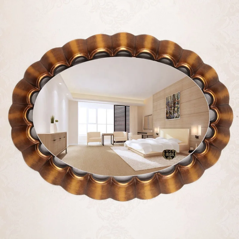 MOK wall mounted polyurethane framed wallround oval mirror for bathroom
