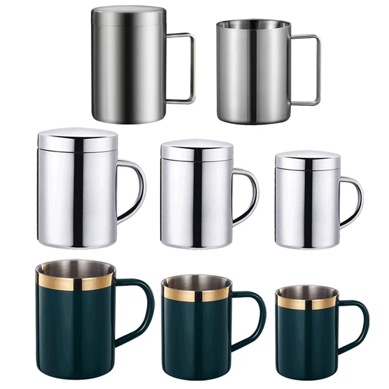 

304 Stainless Steel Double-Layer Cups 316 Stainless Steel Mug Cup Student Heat Insulation Outdoor Cup Kindergarten Mug, Customized color