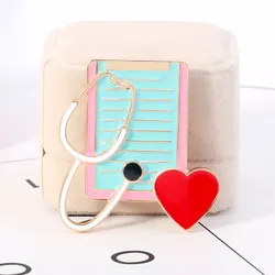 ENSHIR Cute Enamel Health Care Heart Brooch in Sto
