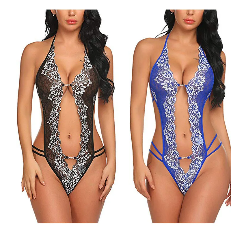 

European and American hot-selling sexy lingerie sexy lace women's three-point halter sexy lingerie