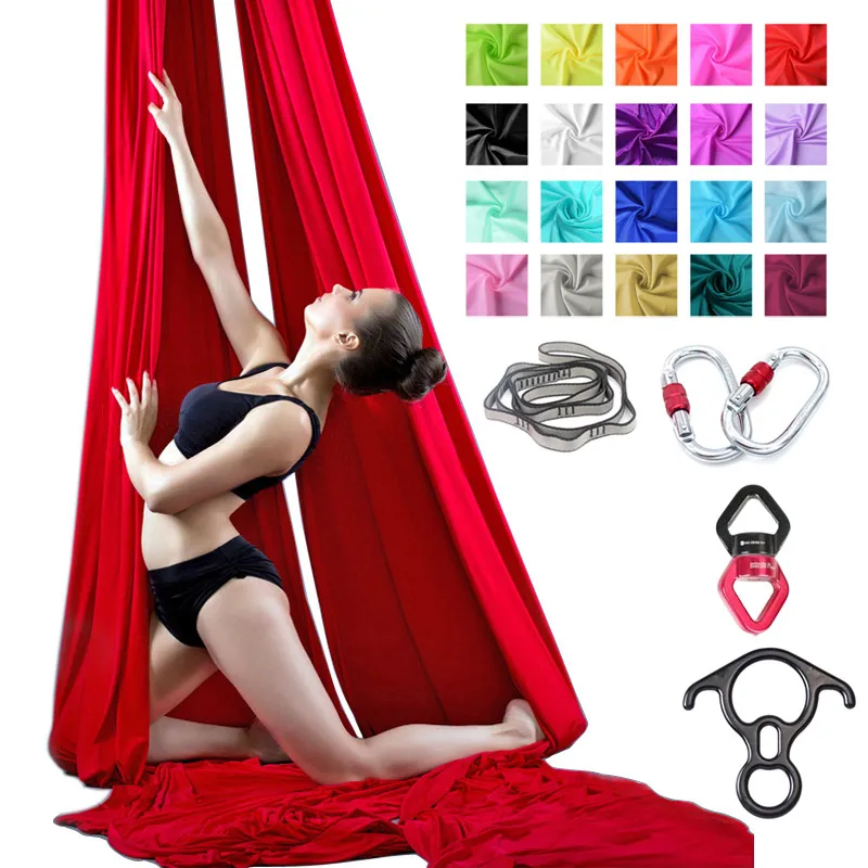 

FITNESS 15 Yards /13.7 Meters Aerial Silks Set for Acrobatic Flying Dance Hammock Swings Trapeze Inversion Fly Air Therapy