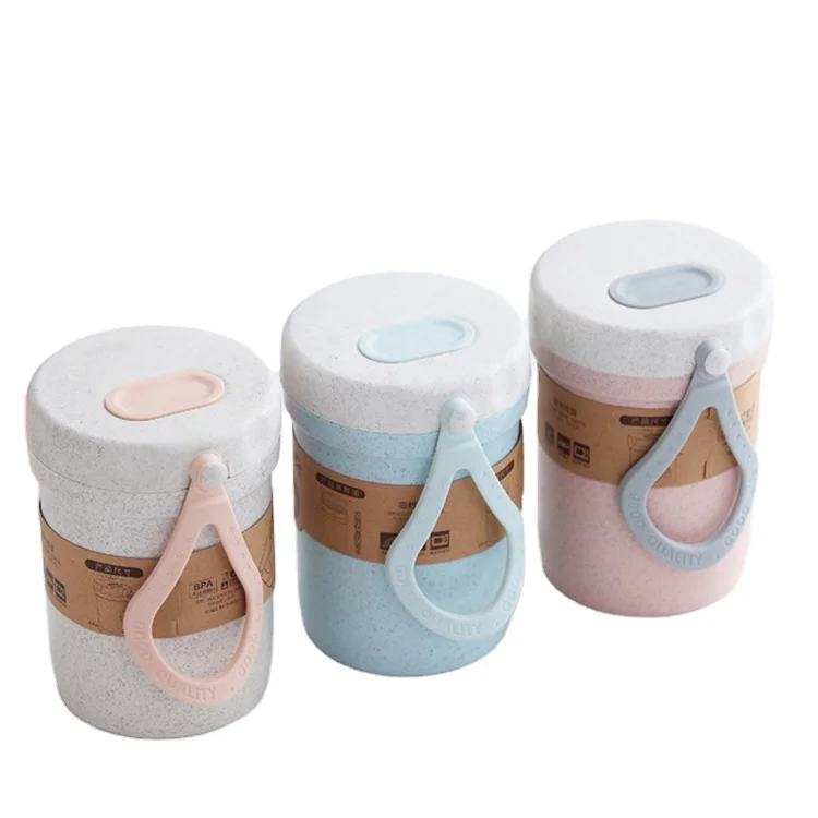 

Eco friendly Water Bottle Outdoor Carrying Japanese Water Cup Wheat Straw Tumbler, Pink