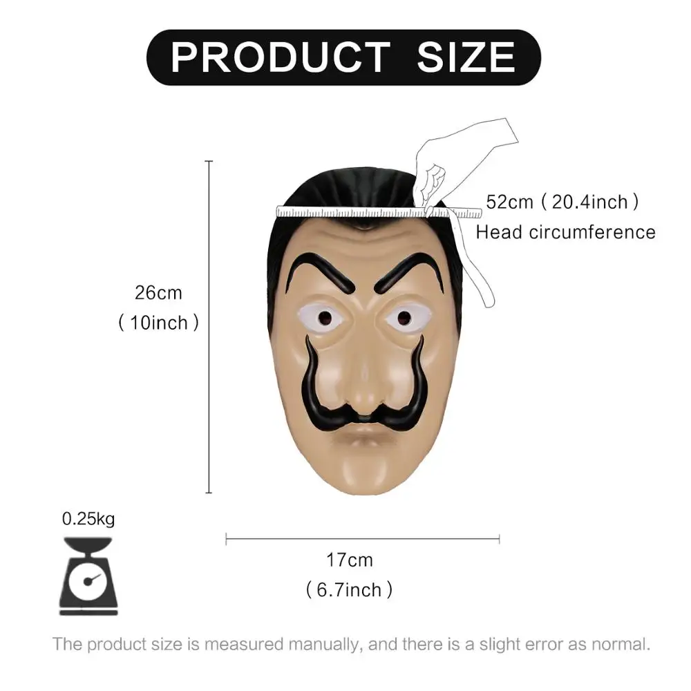
Molezu Wholesale Custom Halloween La Casa De Papel Face Mask Salvador Dali Cosplay Movie Latex Mask Realistic Party Mask 