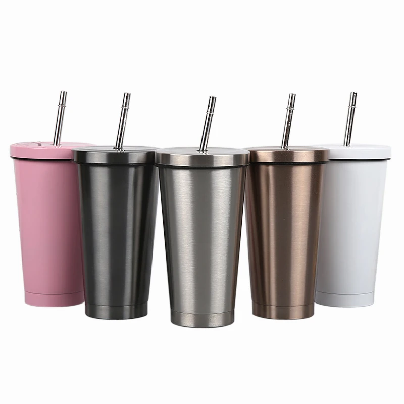 

2021 Stainless steel vaccum insulated coffee cup with lid and straw reusable vacuum tumbler mug cup, Customized color,white,black,gold,green,pink,rose