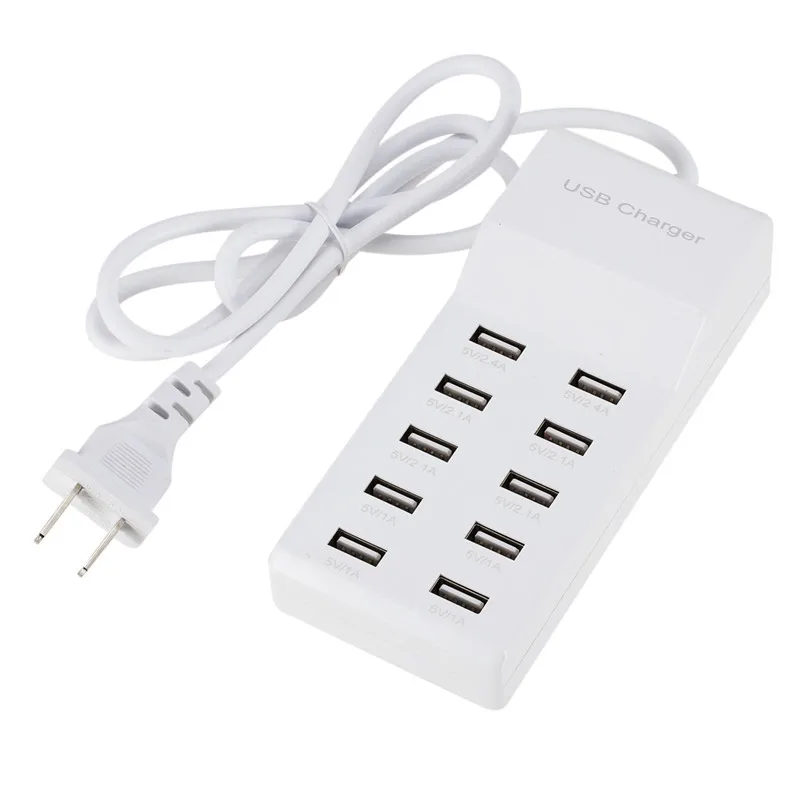 

10 Port multi Fast USB Charging power Strip Adapter Wall Travel Desktop Charger Hub, White