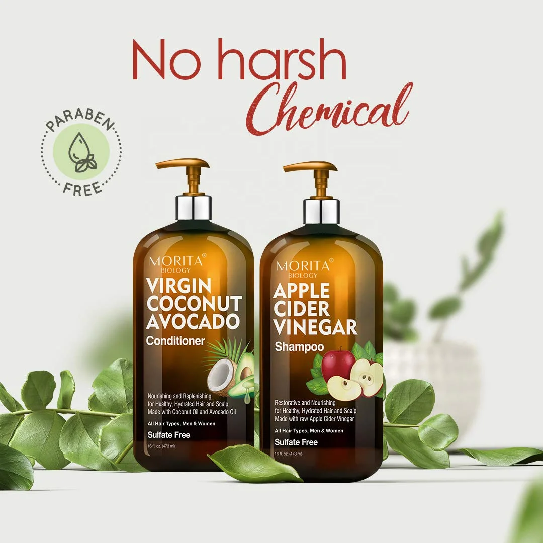 

Wholesale Organic Apple Cider Vinegar Shampoo Virgin Coconut Avocado Conditioner Natural Sulphate Free Shampoo and Conditioner