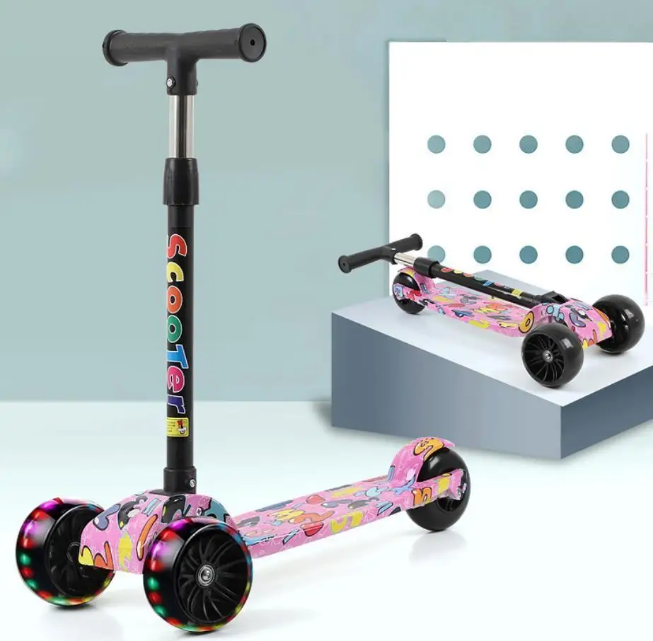 

3 wheel kick scooter for kids with LED spraying jet Bluetooth music effect wheel foldable scooter