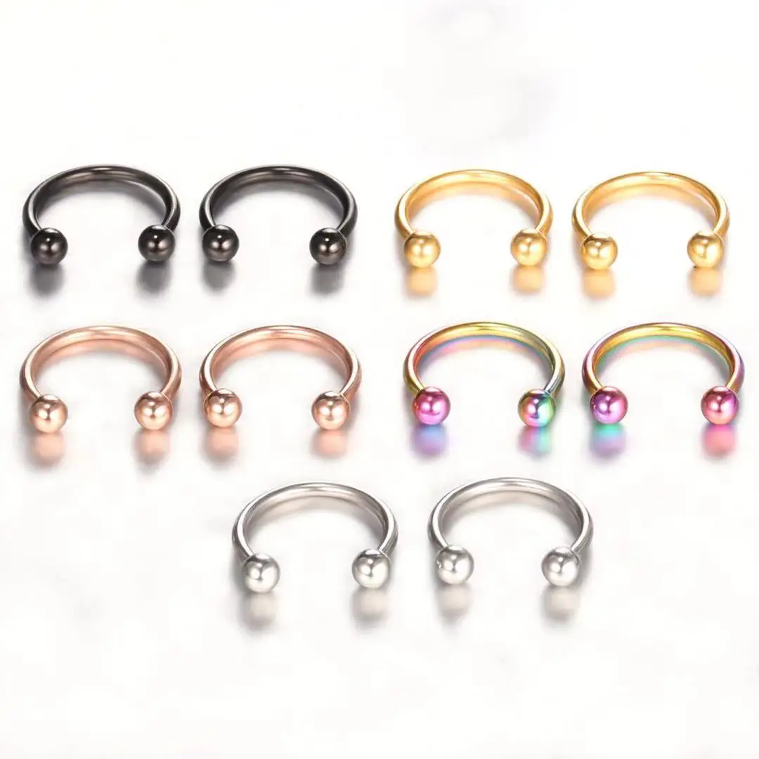 

0.8 wire diameter rod C-type Round Lip Ring nose ring multi-purpose ring stainless steel stud