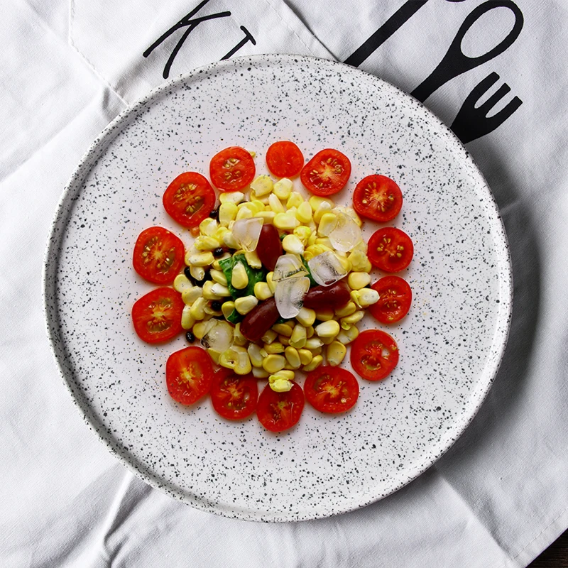 

hotel white porcelain wholesale dinner plates custom logo dinner plates chaozhou factory cheap marble round ceramic plates, Sesame point white