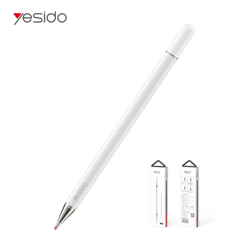 

2 In 1 Stylus Pen Tablet Notebook Active Capacitive Drawing Writing Phone Pencil With Ballpoint Pen For Apple Android Ipad, White