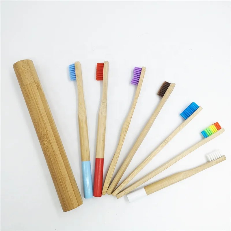 

Multicolor Bamboo Toothbrush With Bamboo Case