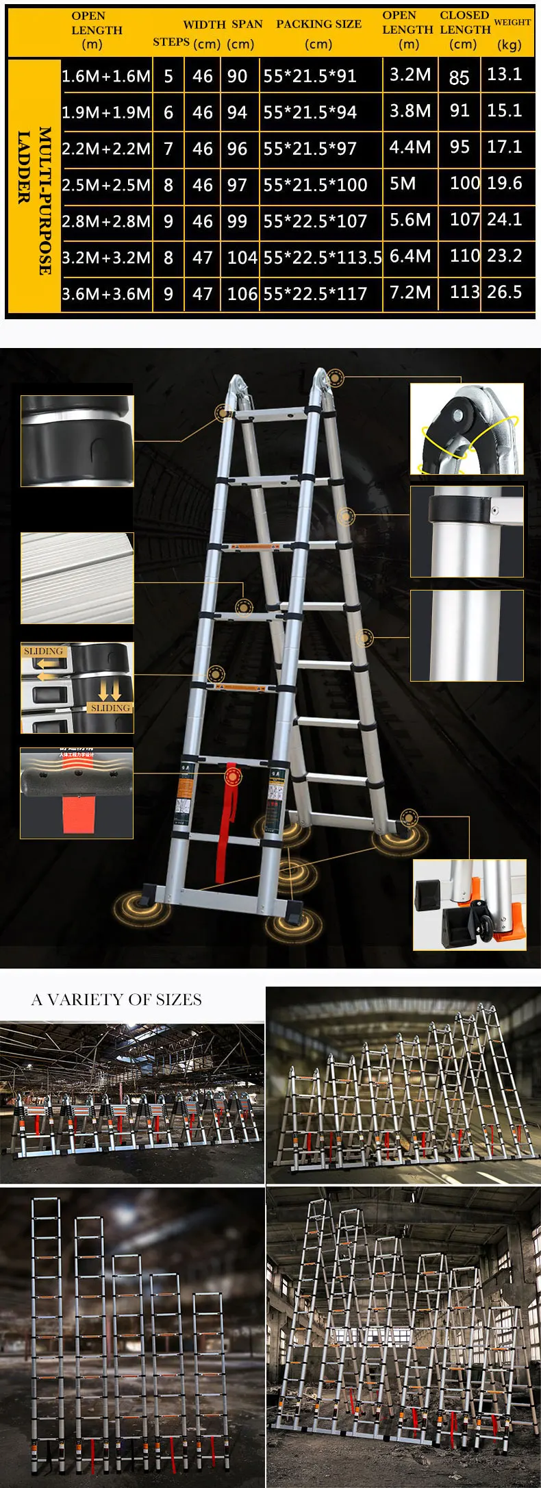 Best Quality Compact 13 Steps Herringbone Ladder Aluminum Telescopic Ladders Buy Herringbone