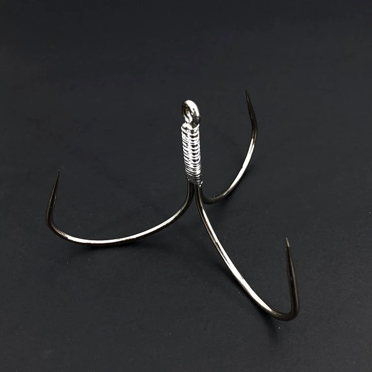 

3X Strong short treble fishing hooks jigheads fishing hook minow, Black chrome / tin