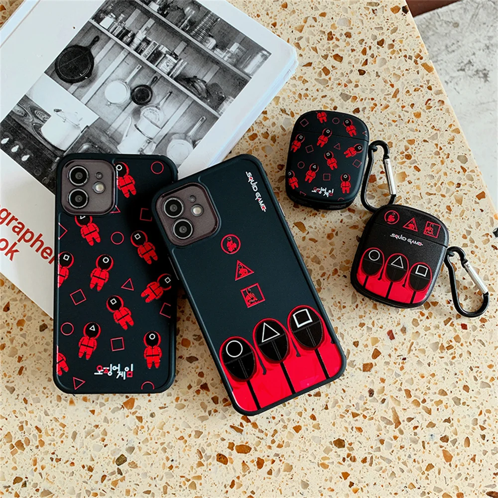 

New Arrival Shockproof Squid Game Earphone Cover For Apple Airpods 1/2/Pro Silicone Phone Case For Iphone 13 12 11