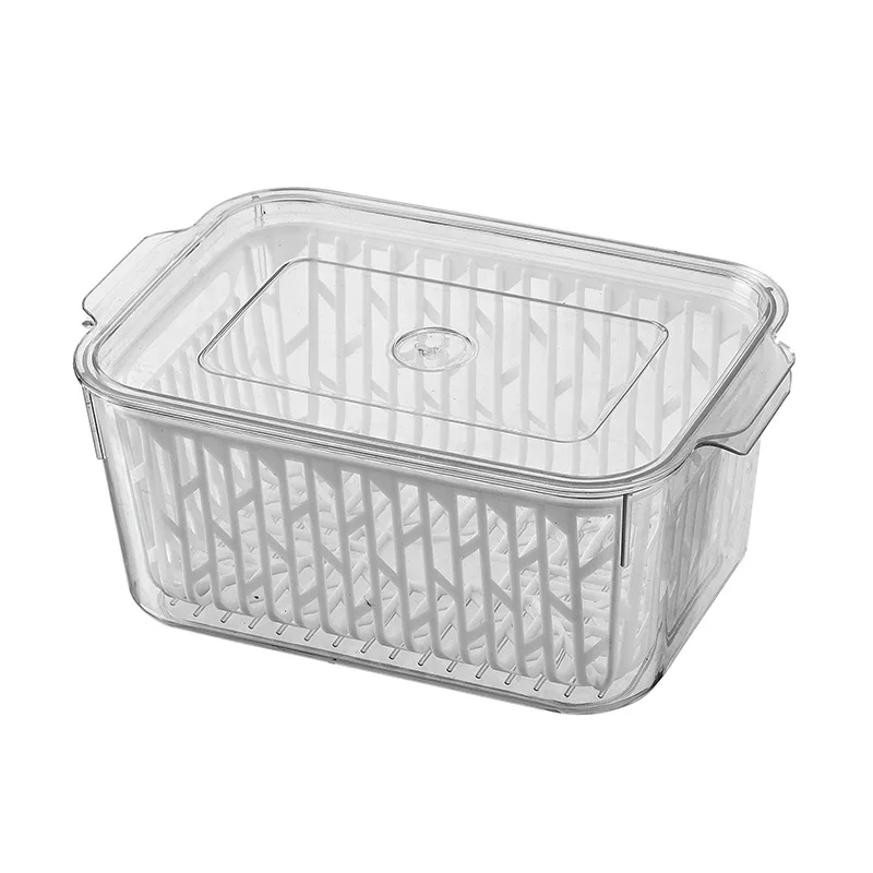 

Food Grade Refrigerator Storage Box with Drain Drawer Egg Box Freezer Plastic Transparent Fruit Fresh-keeping Box