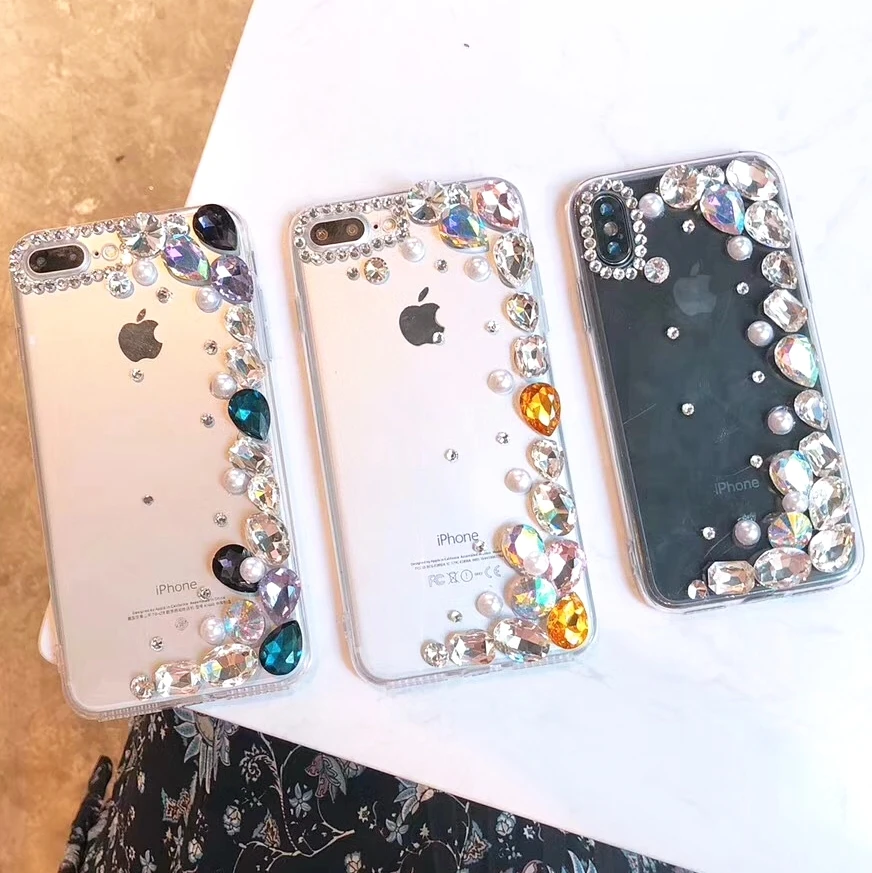 

Free Shipping Factory Case for iPhone 12 11 Pro 6 6S 7 8 Plus X XS MAX XR 3D Bling Woman Handmade Rhinestone Diamond Phone Cover