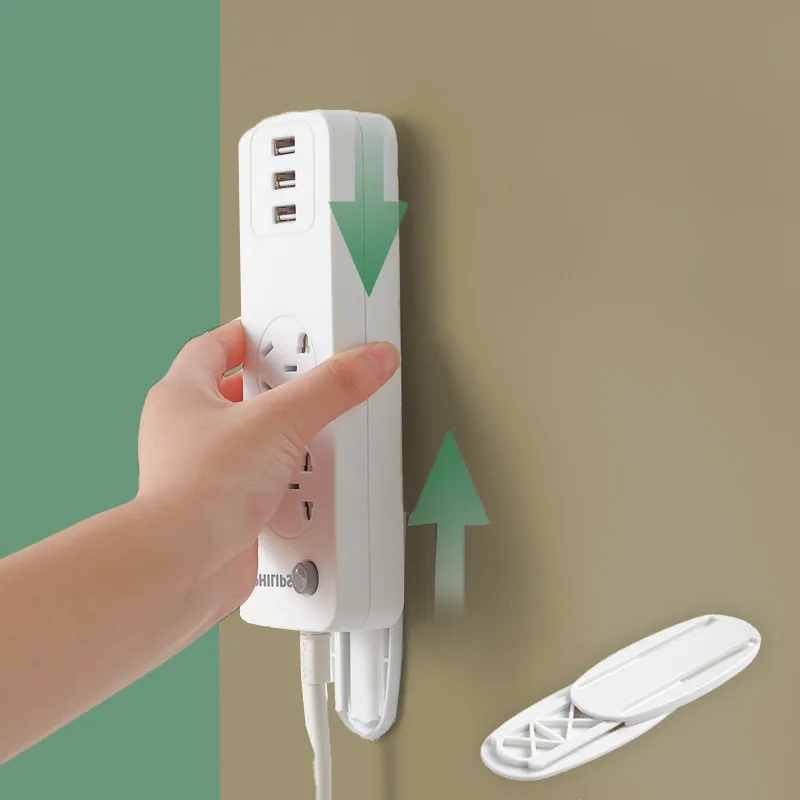 

Wall-Mounted Sticker Punch-free Plug Fixer Home Self-Adhesive Socket Fixer Cable Wire Seamless Power Strip Holder Organizer