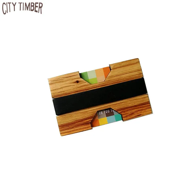 

Wood minimalist card holder elastic band wallet, Natural wood color