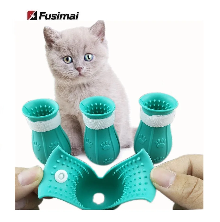 

Fusimai Pet Feet Covers Silicone Bite Prevention Scratch-proof Cat Bath Paw Cover