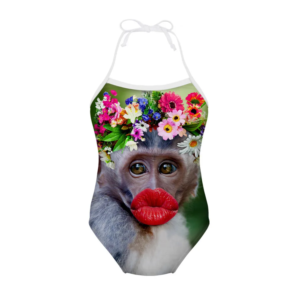 

Kids Cool Animal Orangutan Print One Pieces Swimwear Childrens 3D Print One Pieces Bathing Suits 3-8 Years, Customized color
